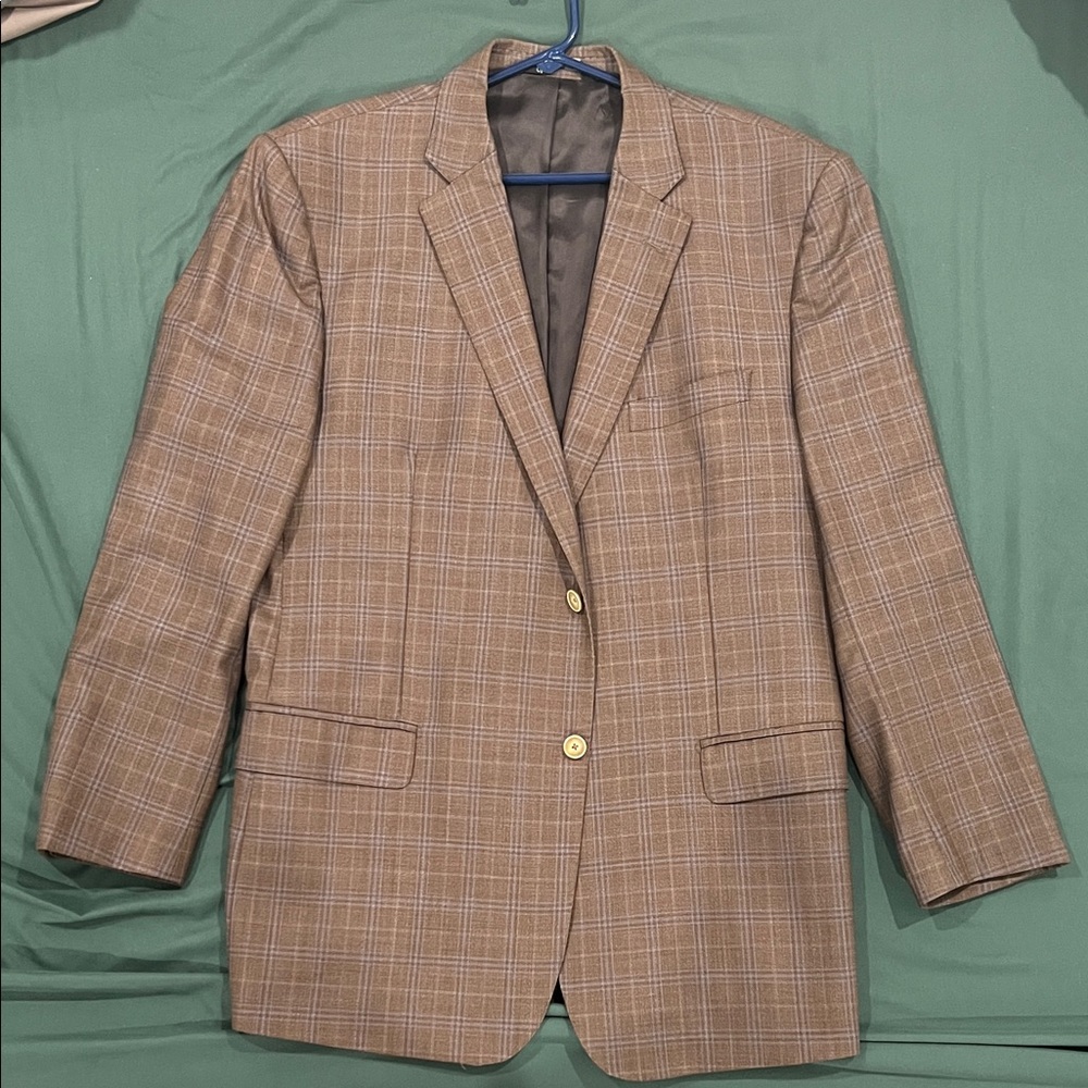Le Suit Men's Tan Checkered Blazer